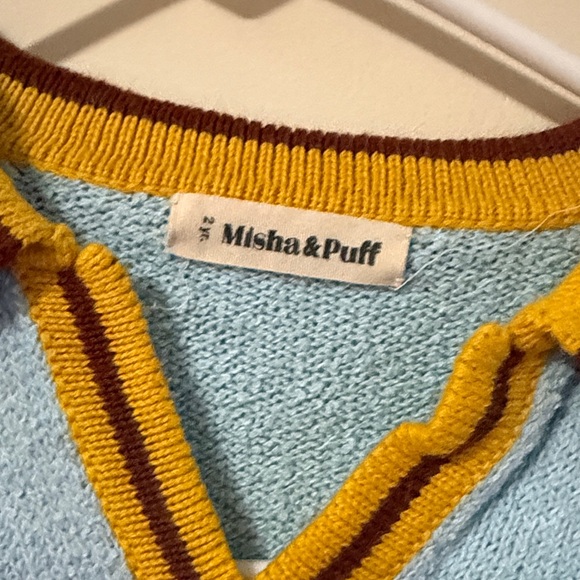 Misha and Puff Kids Blue and Yellow Knit Shirt - Picture 2 of 5